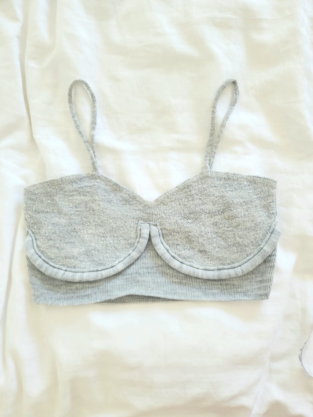 Zara Light Grey Knit Visual Underwire Bralette